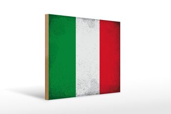 Panneau en bois drapeau Italie 40x30cm Drapeau de l'Italie signe décoratif vintage 1