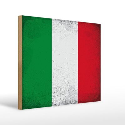 Holzschild Flagge Italien 40x30cm Flag of Italy Vintage Deko Schild
