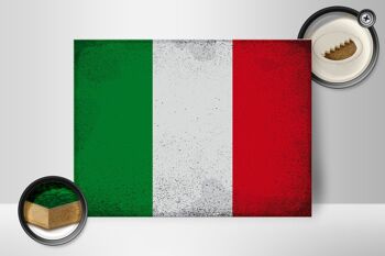 Panneau en bois drapeau Italie 40x30cm Drapeau de l'Italie signe décoratif vintage 2