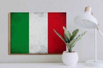Panneau en bois drapeau Italie 40x30cm Drapeau de l'Italie signe décoratif vintage 3