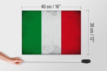 Panneau en bois drapeau Italie 40x30cm Drapeau de l'Italie signe décoratif vintage 4