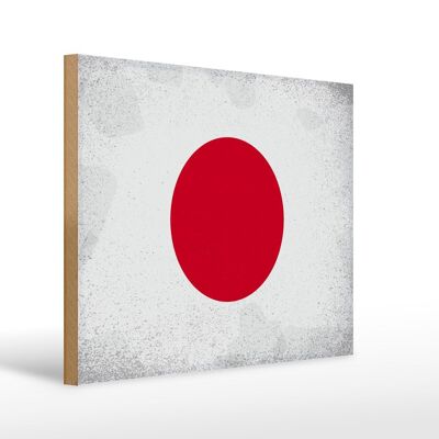 Cartello in legno bandiera Giappone 40x30 cm Bandiera del Giappone, cartello decorativo vintage