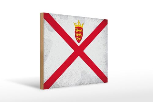 Holzschild Flagge Jersey 40x30cm Flag of Jersey Vintage Deko Schild