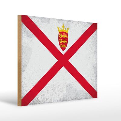 Holzschild Flagge Jersey 40x30cm Flag of Jersey Vintage Deko Schild