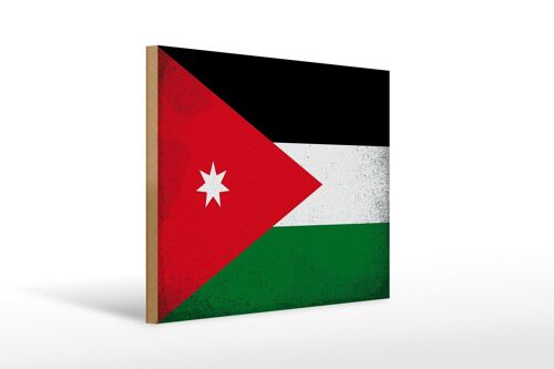 Holzschild Flagge Jordanien 40x30cm Flag of Jordan Vintage Schild