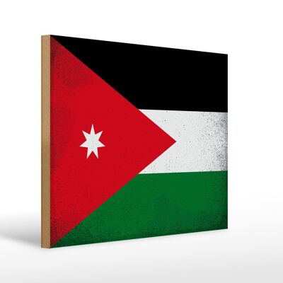 Cartello in legno bandiera della Giordania 40x30 cm Insegna vintage bandiera della Giordania