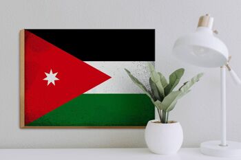 Panneau en bois drapeau de Jordanie 40x30cm Drapeau de Jordanie panneau vintage 3