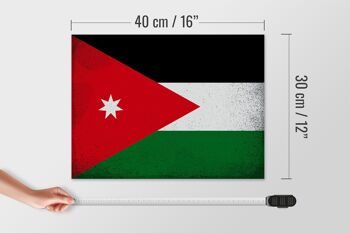Panneau en bois drapeau de Jordanie 40x30cm Drapeau de Jordanie panneau vintage 4