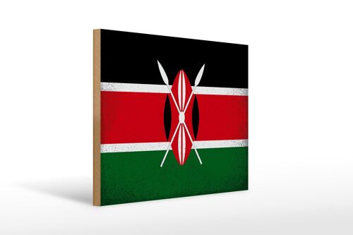 Holzschild Flagge Kenia 40x30cm Flag of Kenya Vintage Deko Schild