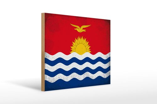 Holzschild Flagge Kiribati 40x30cm Flag Kiribati Vintage Schild