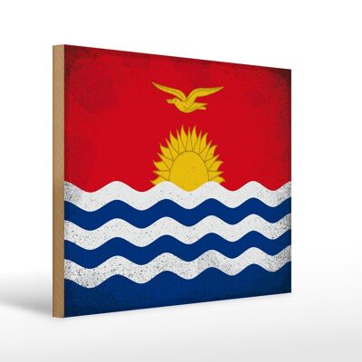 Holzschild Flagge Kiribati 40x30cm Flag Kiribati Vintage Schild