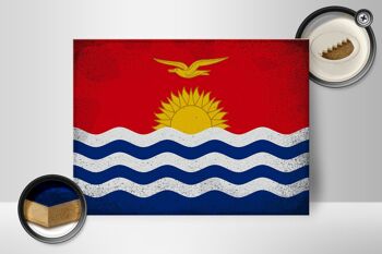 Panneau en bois drapeau Kiribati 40x30cm Drapeau Kiribati signe vintage 2