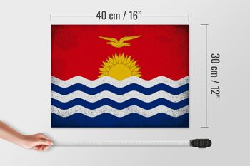 Panneau en bois drapeau Kiribati 40x30cm Drapeau Kiribati signe vintage 4