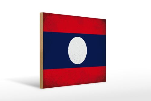 Holzschild Flagge Laos 40x30cm Flag of Laos Vintage Deko Schild