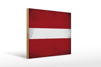 Panneau en bois drapeau Lettonie 40x30cm Drapeau de Lettonie signe vintage 1