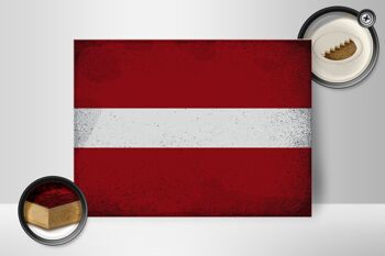 Panneau en bois drapeau Lettonie 40x30cm Drapeau de Lettonie signe vintage 2
