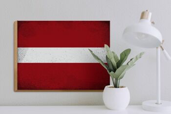 Panneau en bois drapeau Lettonie 40x30cm Drapeau de Lettonie signe vintage 3