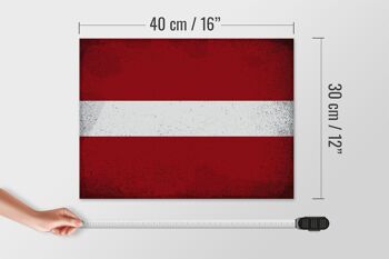 Panneau en bois drapeau Lettonie 40x30cm Drapeau de Lettonie signe vintage 4