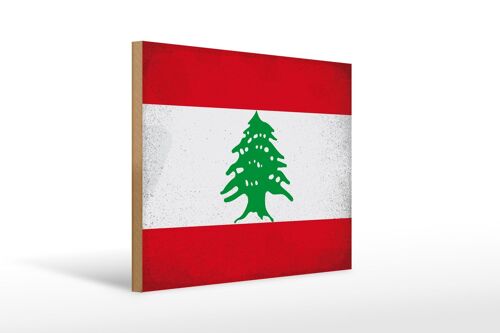Holzschild Flagge Libanon 40x30cm Flag of Lebanon Vintage Schild