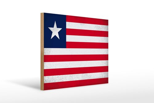 Holzschild Flagge Liberia 40x30cm Flag of Liberia Vintage Schild