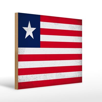 Panneau en bois drapeau du Libéria 40x30cm Drapeau du Libéria signe vintage