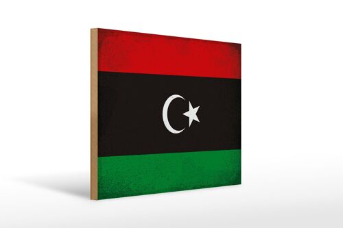 Holzschild Flagge Libyen 40x30cm Flag of Libya Vintage Deko Schild