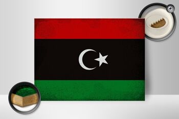 Panneau en bois drapeau Libye 40x30cm Drapeau de la Libye signe décoratif vintage 2