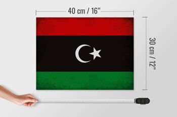 Panneau en bois drapeau Libye 40x30cm Drapeau de la Libye signe décoratif vintage 4