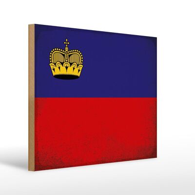 Cartello in legno bandiera Liechtenstein 40x30 cm bandiera segno decorativo vintage