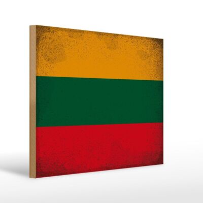 Holzschild Flagge Litauen 40x30cm Flag Lithuania Vintage Schild