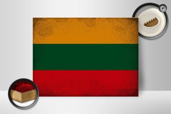 Panneau en bois drapeau Lituanie 40x30cm Drapeau Lituanie signe vintage 2