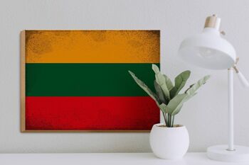 Panneau en bois drapeau Lituanie 40x30cm Drapeau Lituanie signe vintage 3