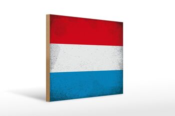 Panneau en bois drapeau Luxembourg 40x30cm Panneau décoratif vintage Luxembourg 1