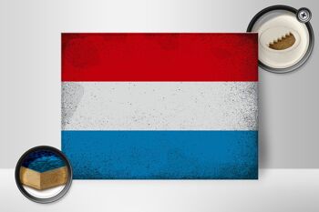 Panneau en bois drapeau Luxembourg 40x30cm Panneau décoratif vintage Luxembourg 2