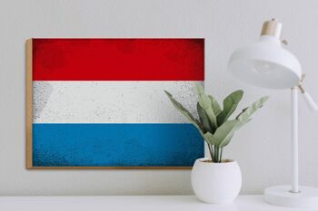 Panneau en bois drapeau Luxembourg 40x30cm Panneau décoratif vintage Luxembourg 3