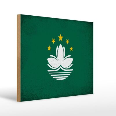 Cartello in legno bandiera Macao 40x30 cm Bandiera di Macao, insegna decorativa vintage