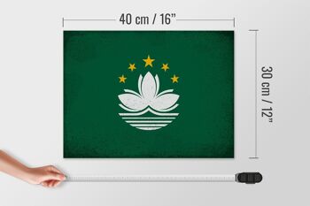 Panneau en bois drapeau Macao 40x30cm Drapeau de Macao signe décoratif vintage 4