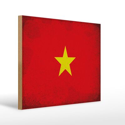 Letrero de madera bandera Vietnam 40x30cm Bandera de Vietnam letrero vintage