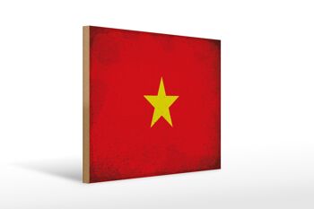 Panneau en bois drapeau Vietnam 40x30cm Drapeau du Vietnam signe vintage 1