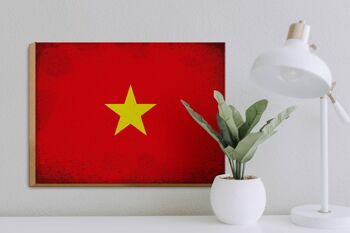 Panneau en bois drapeau Vietnam 40x30cm Drapeau du Vietnam signe vintage 3