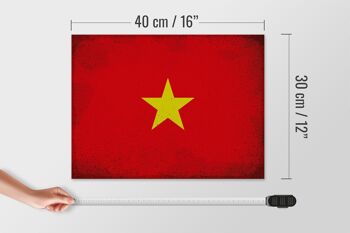 Panneau en bois drapeau Vietnam 40x30cm Drapeau du Vietnam signe vintage 4