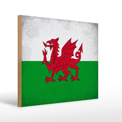 Holzschild Flagge Wales 40x30cm Flag of Wales Vintage Deko Schild