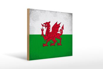 Panneau en bois drapeau du pays de Galles, 40x30cm, drapeau du pays de Galles, panneau décoratif Vintage 1