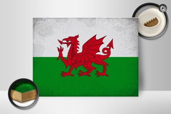 Panneau en bois drapeau du pays de Galles, 40x30cm, drapeau du pays de Galles, panneau décoratif Vintage 2