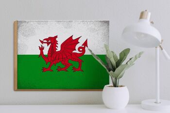 Panneau en bois drapeau du pays de Galles, 40x30cm, drapeau du pays de Galles, panneau décoratif Vintage 3