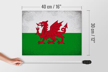 Panneau en bois drapeau du pays de Galles, 40x30cm, drapeau du pays de Galles, panneau décoratif Vintage 4