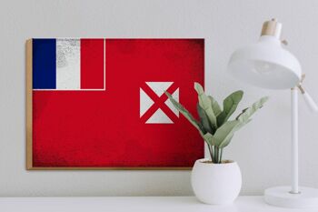 Panneau en bois drapeau Wallis et Futuna 40x30cm Panneau vintage Wallis 3