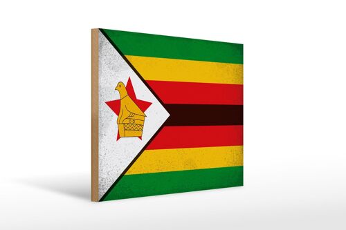 Holzschild Flagge Simbabwe 40x30cm Flag Zimbabwe Vintage Schild