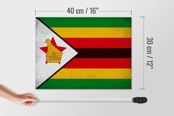 Panneau en bois drapeau Zimbabwe 40x30cm Drapeau Zimbabwe signe vintage 4