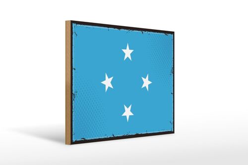 Holzschild Flagge Mikronesiens 40x30cm Flag Micronesia Deko Schild